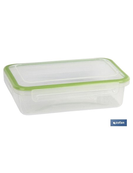 Fiambrera Verde Rectangular Con Junta Bi-Materia  Modelo Yuba 1,4 L
