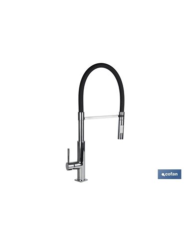 Grifo Cocina Monomando Tubo Flexible Negro 25mm Modelo Nyassa