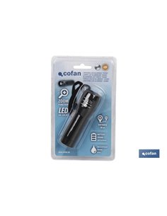 Linterna Led Bateria Recargable con Función Zoom 5 W. 300 - 150 Lumenes