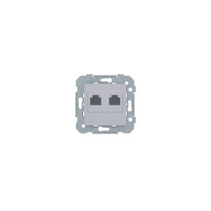 Adaptador para 2 tomadas RJ11 ou RJ45 prata BJC Viva 23682-2PL