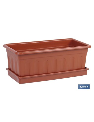 Jardinera Marron Modelo Azahar 50x21.5x16+Plato 48x19.5cm