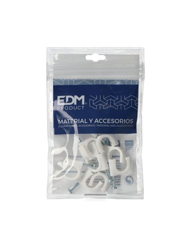 Clipe EDM Branco para Cabo Mangueira Tubular 2x4mm Nº 9 (Blister 10 unidades)