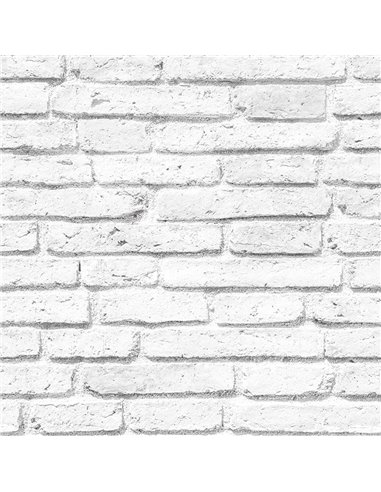 Rollo papel pintado económico textura ladrillo blanco 0,53x10m lw-3023-01 ich