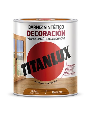 Verniz sintético brilhante nogueira decoração 0,750L Titanlux M10100334