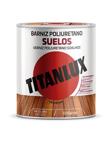 Barniz poliuretano suelos brillante incoloro 0,750l titanlux m16100034