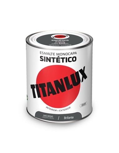 Esmalte Sintético de Camada Simples Brilhante Médio Cinza 750ml Titanlux