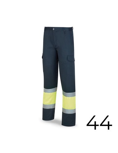 Calça Bicolor Poliéster/Algodão Alta Visibilidade Azul/Amarelo Tamanho 44