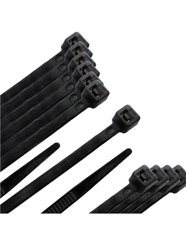 Brida Nylon 100%. Color Negro 2,5 x 160 mm. Bolsa 100 unidades. Abrazadera Plastico, Organizador Cables, Alta Resistencia