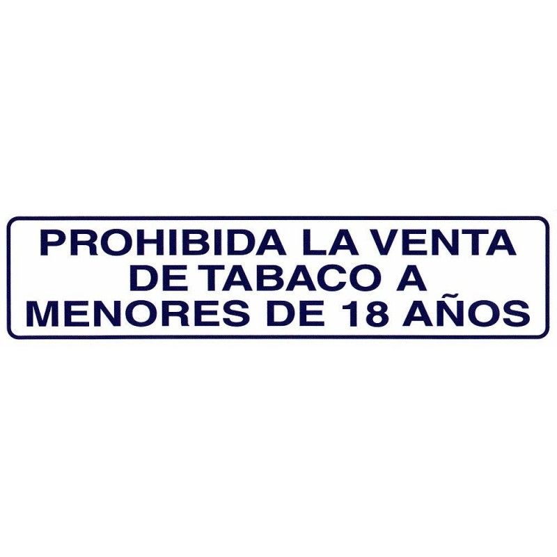 Etiqueta Adesiva 250x63 mm. Venda de tabaco proibida para maiores de 18 anos