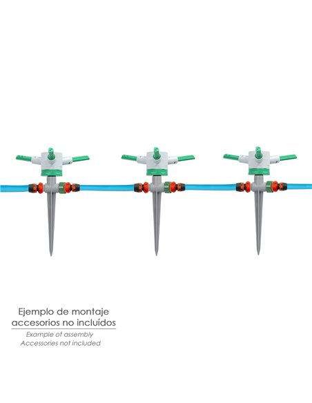 Aspersor de plástico de 3 braços com jatos ajustáveis