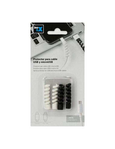 Protector para cable usb y microusb blanco-negro inofix