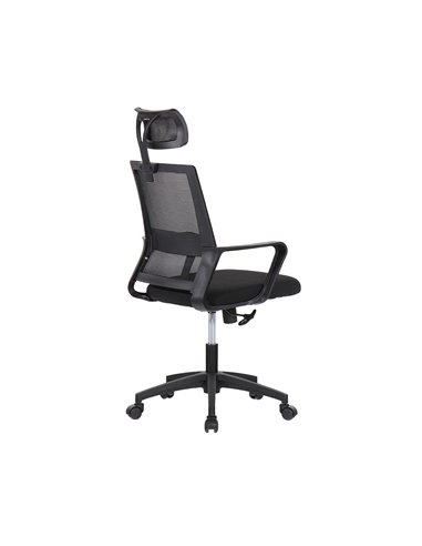 Silla de oficina ergonómica negra con respaldo en malla de nylon edm