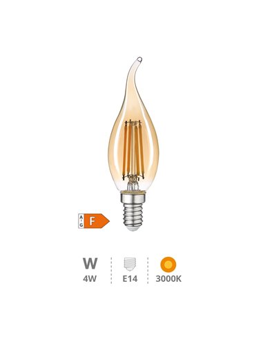 Lámpara LED vela soplo de viento Vintage 4W E14 3000K