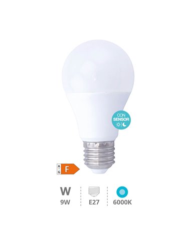 Lâmpada LED padrão com sensor crepuscular 9W...