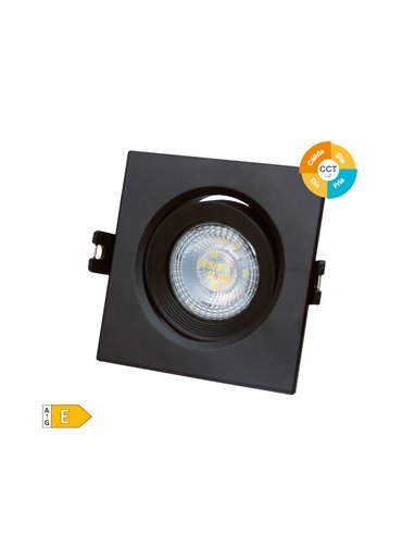 Aro basculante cuadrado empotrable LED Serie Banok 7W 3000-4000-6500K IP44 Negro