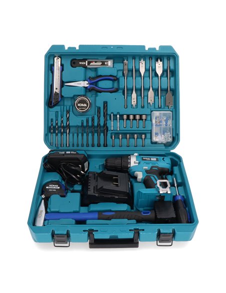 Kit maletin taladro atornillador con 40 accesorios 20v con batería y  cargador koma tools