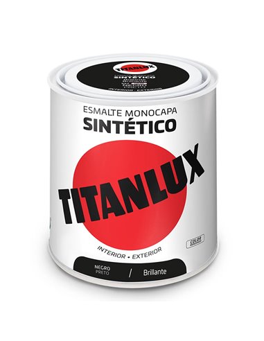 Esmalte Sintético Monocoat Preto Brilhante 250ml Titanlux