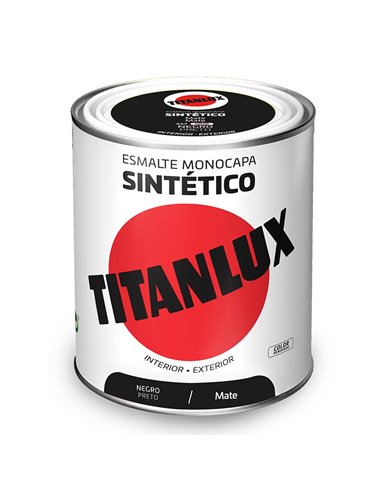 Esmalte Sintético Monocamada Preto Mate 750ml Titanlux