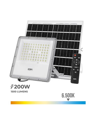 Faretto LED solare 200W 1.500lm 6.500K IP65 EDM
