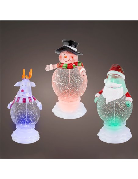 Figuras de LED de Natal em diversos modelos operados por bateria.