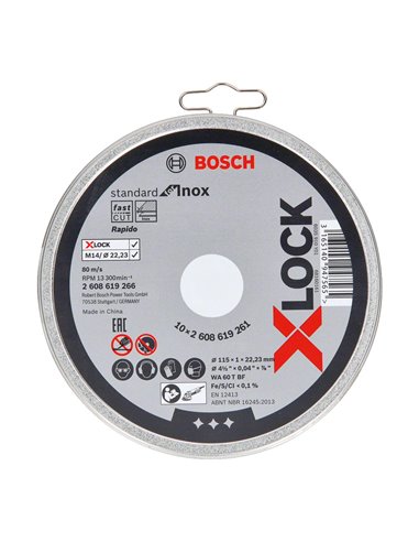 Lata con 10 discos de corte X-Lock Standard for Inox115x1mm Bosch