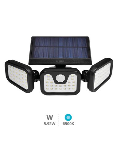 Aplique solar LED orientable Siltala 1,4W 6500K Negro