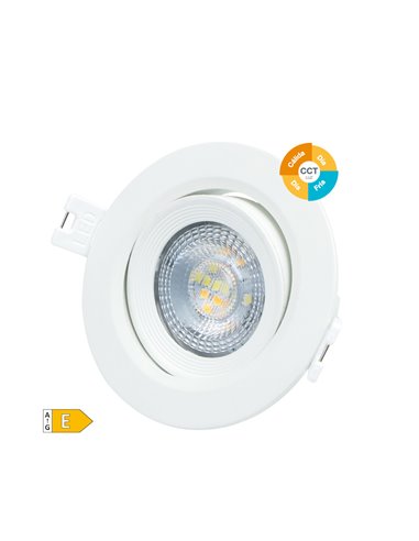 Aro basculante redondo empotrable LED Serie Banok 7W 3000-4000-6500K IP44 Blanco