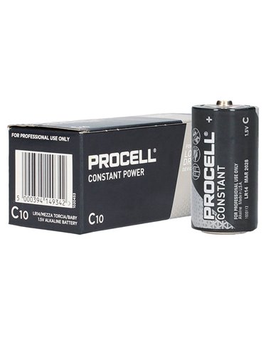 Caixa com 10 pilhas alcalinas Procell Industrial LR14 (C)