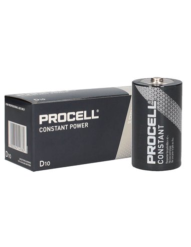 Caja 10 pilas alcalinas industriales Procell LR20 (D)