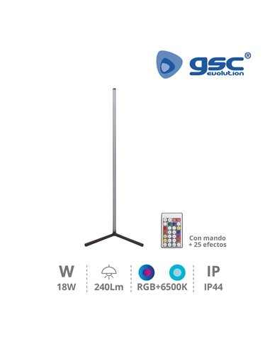 Lámpara de pie con mando y sensor de sonido rítmico 18W RGB + 6500K