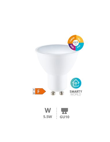 Lámpara LED dicroica inteligente 5,5W GU10 RGB + CTT regulable