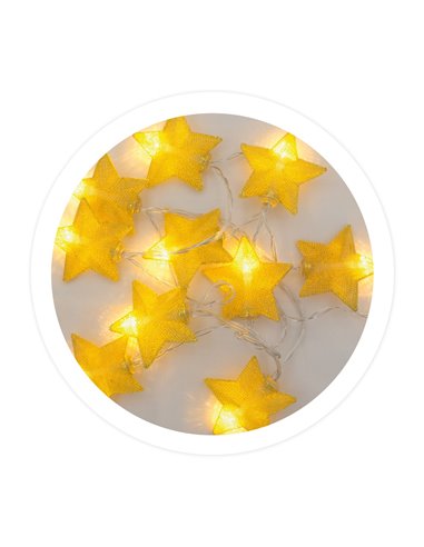 Estrellas LED doradas 1,35M 2xAA Luz cálida