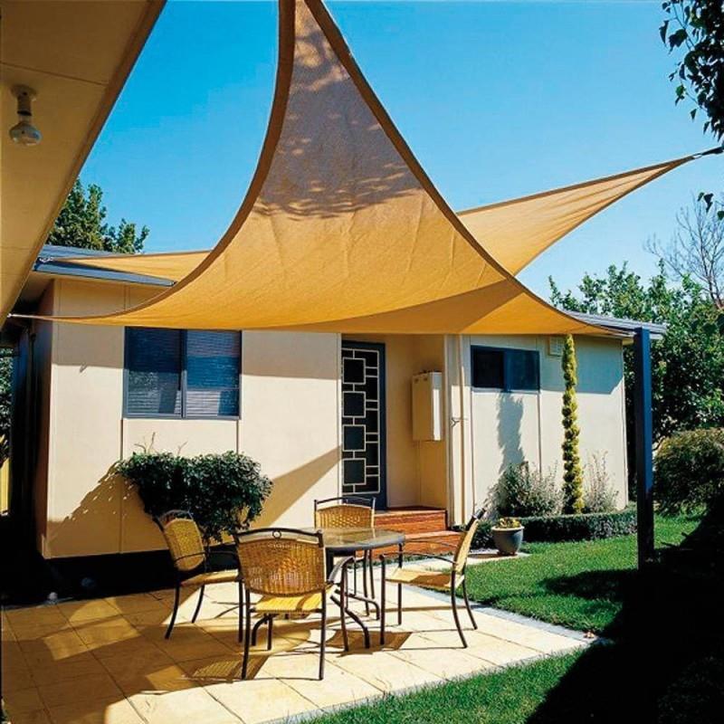 Toldo de vela triangular para jardim 3,6x3,6x3,6 metros Bege