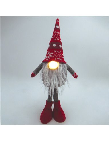 Gnomo de Natal LED de pé Kazbo 40cm 2xCR2032 Vermelho e cinza