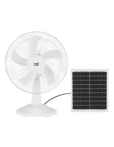 Ventilador DC Sobremesa Solar Abanico Blanco 20w 3velocidades 5 Asp.blancas  63x43x30,5cm 4,20m De Cable 