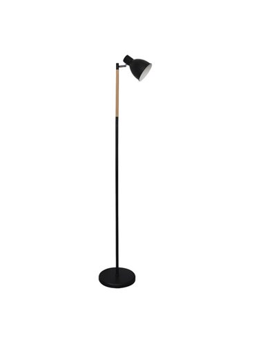 Pie De Salon Afocar 1xe27 Negro/haya Orientable 140x25x25 Cm