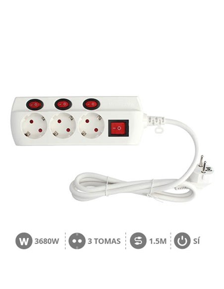 Base múltiple 3T con multi interruptor (3x1.5mm) 1,5M