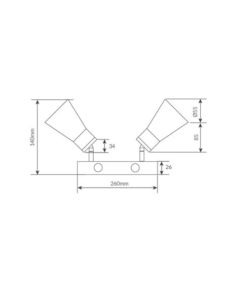 Aplique duplo linear com interruptor Selna Série GU10 Branco