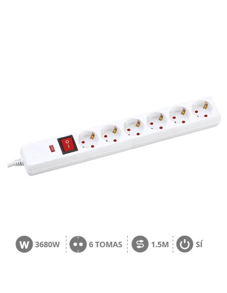 Base múltipla com proteção 6T + Int. (3x1,5mm) 1,5M Branco