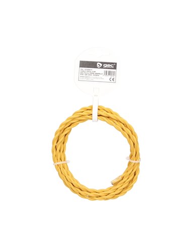 Cabo têxtil 2,5M (2x0,75mm) trançado Amarelo