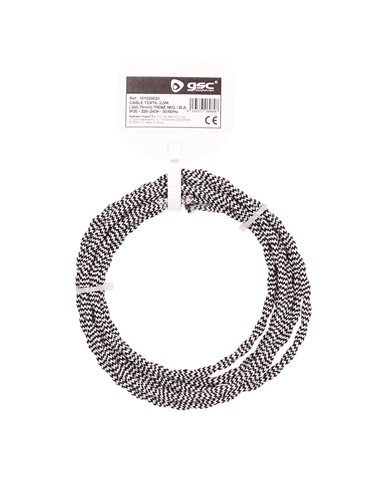 Cable textil 2,5M (2x0.75mm) trenzado Negro/Blanco