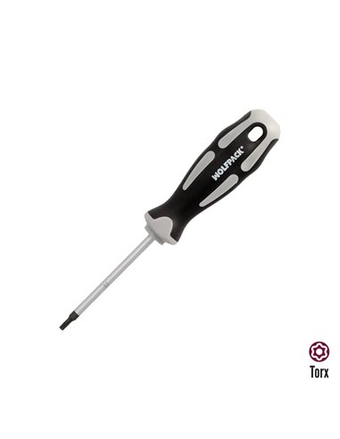 Destornillador Torx Inviolable Acero S2 Mango TPR Bimaterial. Medida T10 x Ø 5,0 x 75 mm.