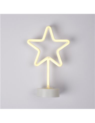 Estrela de Natal Neon LED 30cm, Branco Quente