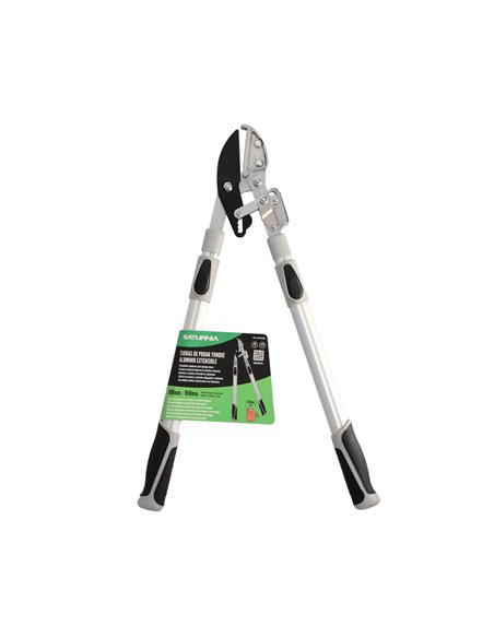 Tijeras Podar 2 Manos Yunque. Telescopica de 68 a 95 cm. Mango Aluminio Multiplicador Fuerza, Corte Ø 35 mm. Empuñadura TPR