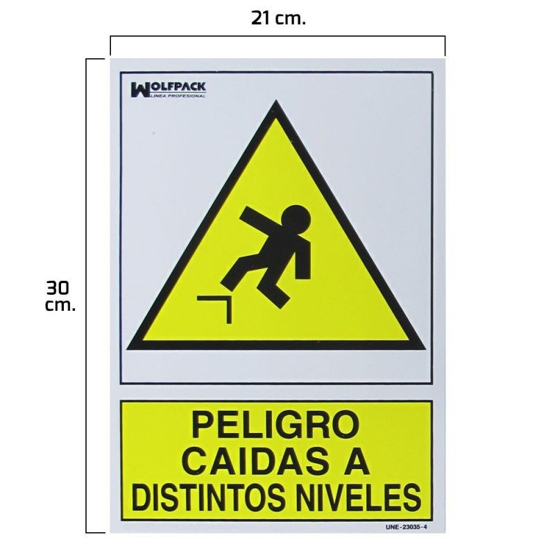 Cartaz de perigo cai em diferentes níveis 30x21