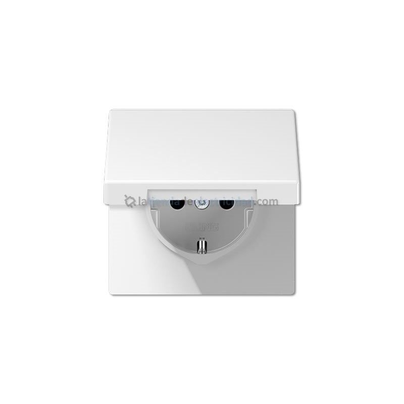 Tapa base de enchufe schuko 2P+TT con tapa BLANCO JUNG LS 1521 KI KL WW