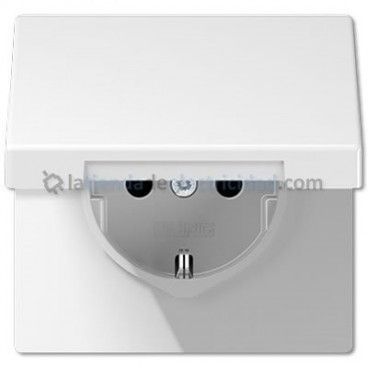 Tapa base de enchufe schuko 2P+TT con tapa BLANCO JUNG LS 1521 KI KL WW