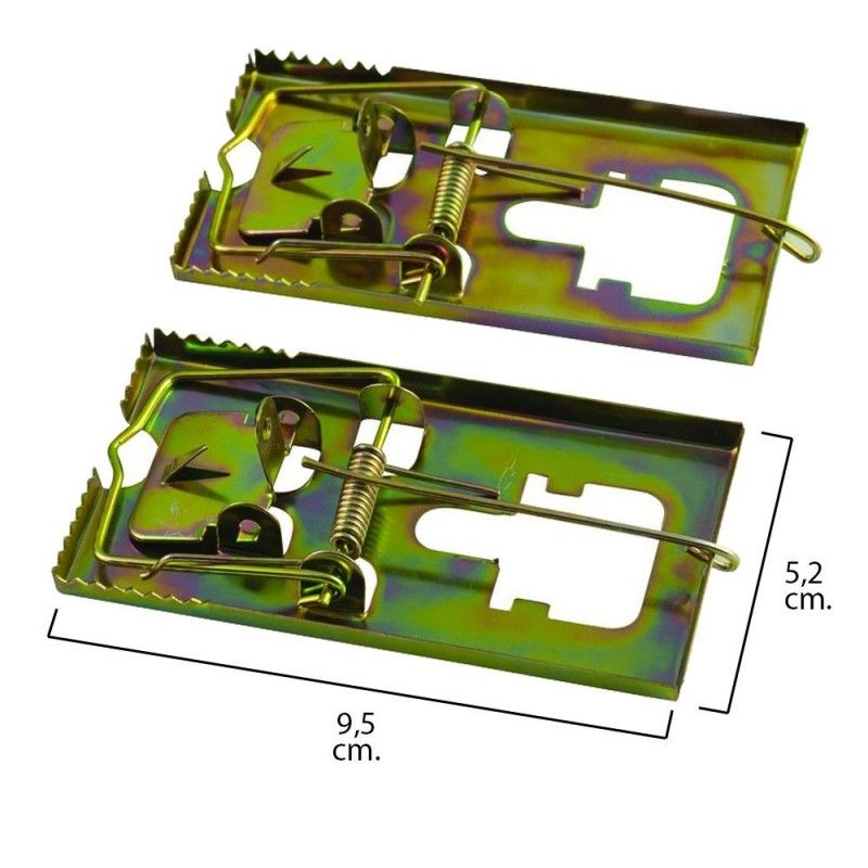 Ratoeira de metal galvanizado 9,5 x 5,2 cm. (Saco 2 unidades)