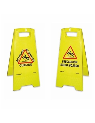 Panel amarillo precaucion suelo mojado 62cm al. normaluz