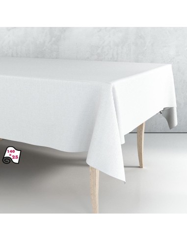 Rollo hule mantel blanco liso 140cm x 25m exma